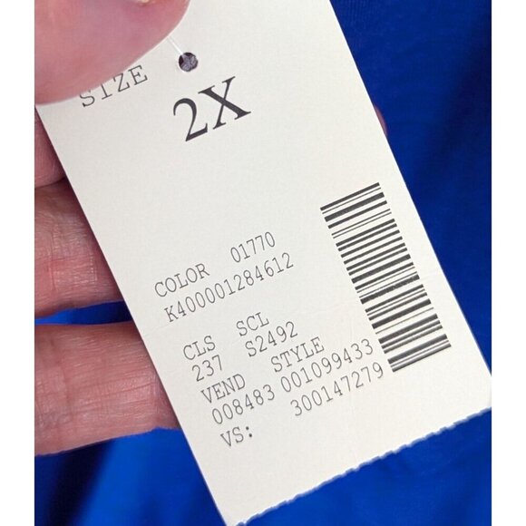 Catherines Tunic Top Plus 2X Scoop Neck Stretch Blue Lagenlook Leisure Office - Picture 11 of 15